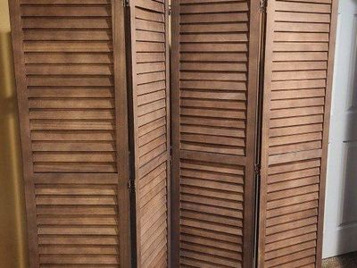 4 Panal Wood Privacy Screen