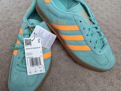 Adidas Gazelle Indoor W Women's Sneakers - Light Blue/Orange, US 8.5 - New with Tags