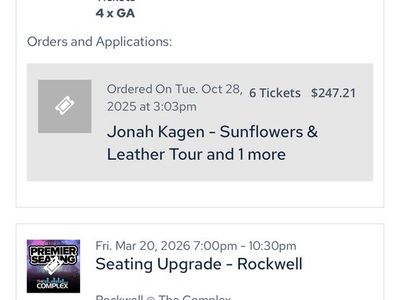 6 Concert Tickets Jonah KaGen March 20th slc