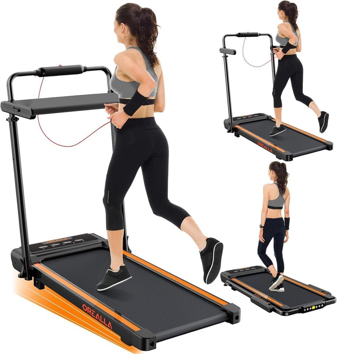 Walking Pad with 12% Incline, Under Desk Treadmill with Handle Bar & Removable Desk Workstation, 3 in 1 3.5HP