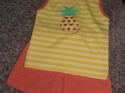 3T SHORTS SET...APPLIQUE PINEAPPLE / HEARTS DESIGN...