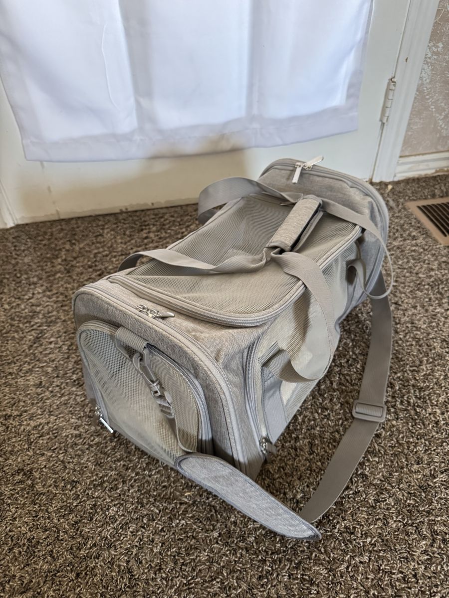 Soft-Sided Mesh Pet Travel Carrier Bag with Shoulder Strap - Gray