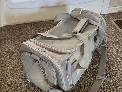 Soft-Sided Mesh Pet Travel Carrier Bag with Shoulder Strap - Gray