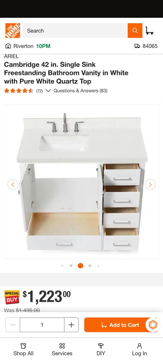White Bathroom Vanity 43" (Used)