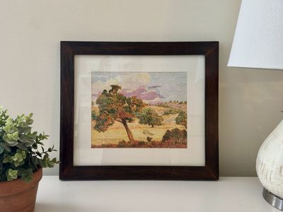 Framed Australian Prairie Watercolor Art Print – Heavy Wood Frame, Matted
