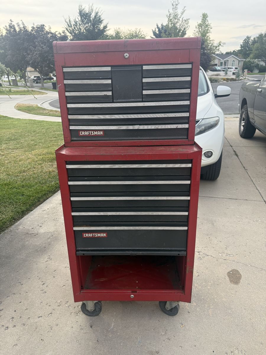 Craftsman Red Rolling Tool Chest Combo Stack Top Box & Lower Cabinet