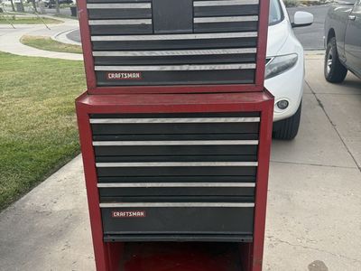 Craftsman Red Rolling Tool Chest Combo Stack Top Box & Lower Cabinet
