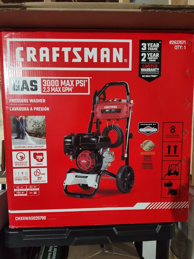 CRAFTSMAN 3000-PSI 2.3-GPM Cold Water Gas Pressure washer with 4 Spray Tips