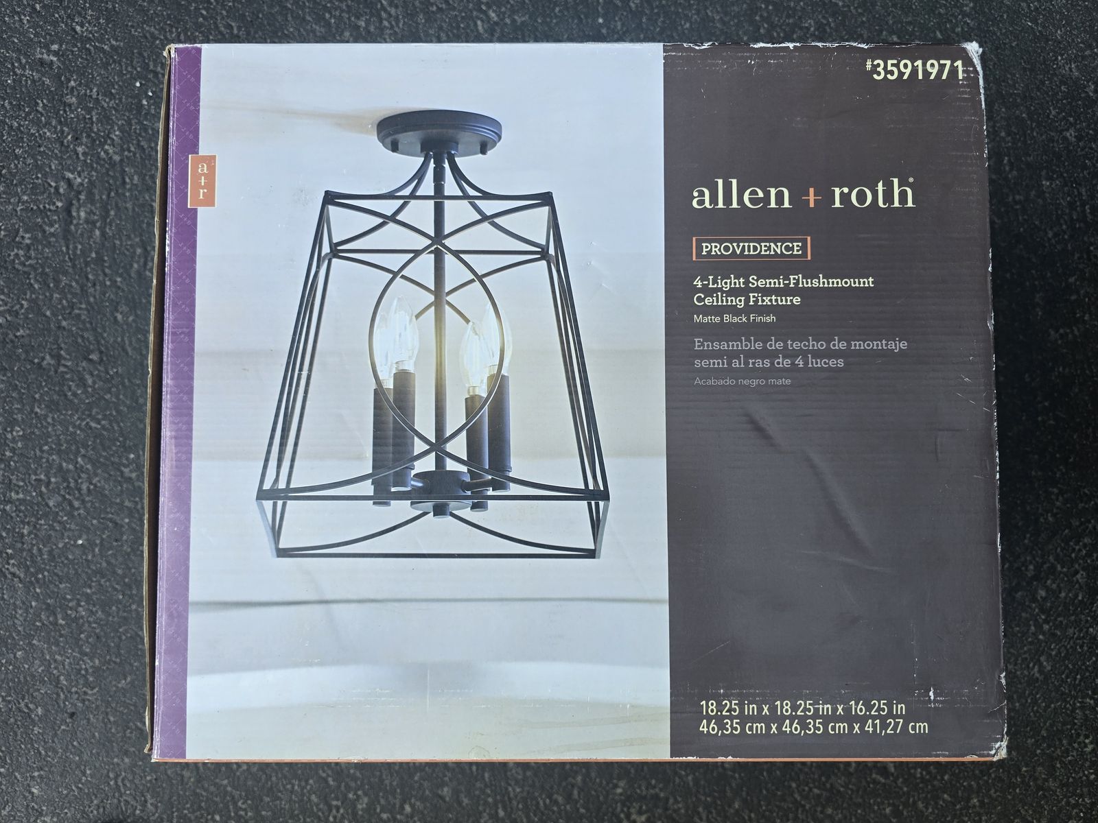 Allen+Roth Providence 4Light Semi-Flushmount Ceiling Fixture Matte Black 3591971