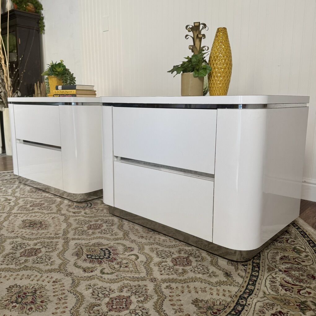 Vintage Postmodern High-Gloss Lacquer Nightstands