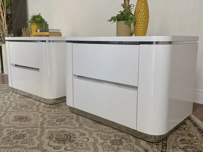 Vintage Postmodern High-Gloss Lacquer Nightstands