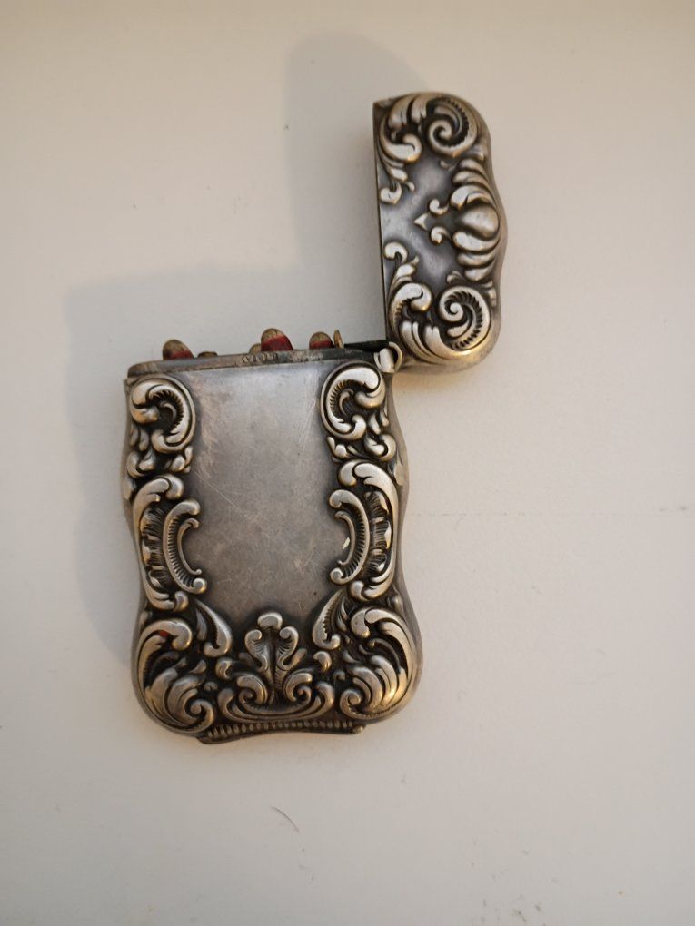 vintage silver match holder