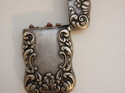 vintage silver match holder