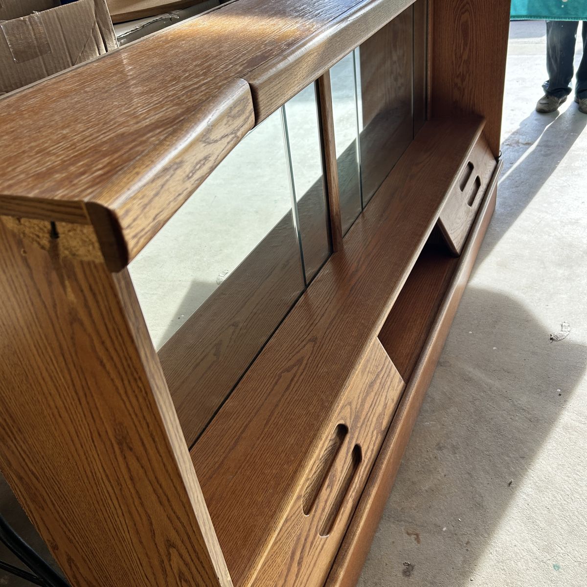 Vintage Mid-Century Modern Wood & Beveled Mirror Headboard - Needs a base