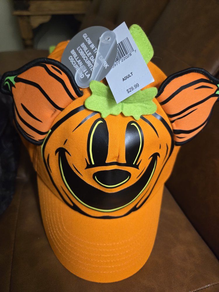 Disney Mickey Mouse Pumpkin Patch Glow in the Dark Adult Baseball Cap