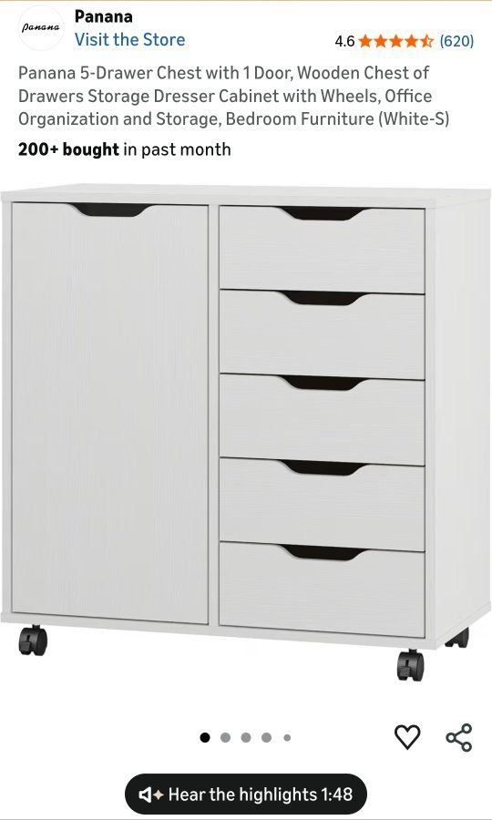 New in box rolling drawer cabinet furniture