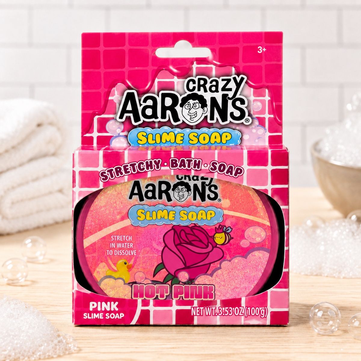 Crazy Aaron's Slime Soap Hot Pink Stretchy Bath Soap 3.53 oz New!!!!