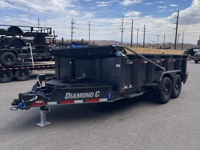 7x14 Diamond C LPT 207 Dump Trailer - 32" Sides - 15.5K GVWR - 14 Ply Tires, Board Brackets, Long Arm Tarp