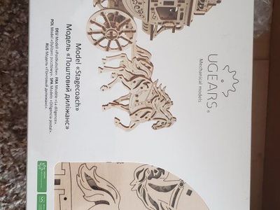 UGEARS Mechanical Models Stagecoach 3D Wooden Puzzle Kit Assemble Me Convey Me New