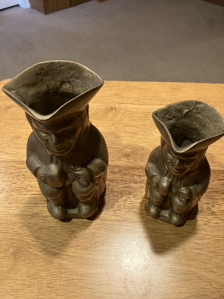 Vintage English Solid Brass Toby Mugs