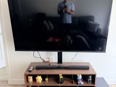 Hisense 75" 4K TV + Stand + Philips Soundbar & Subwoofer — Full Setup
