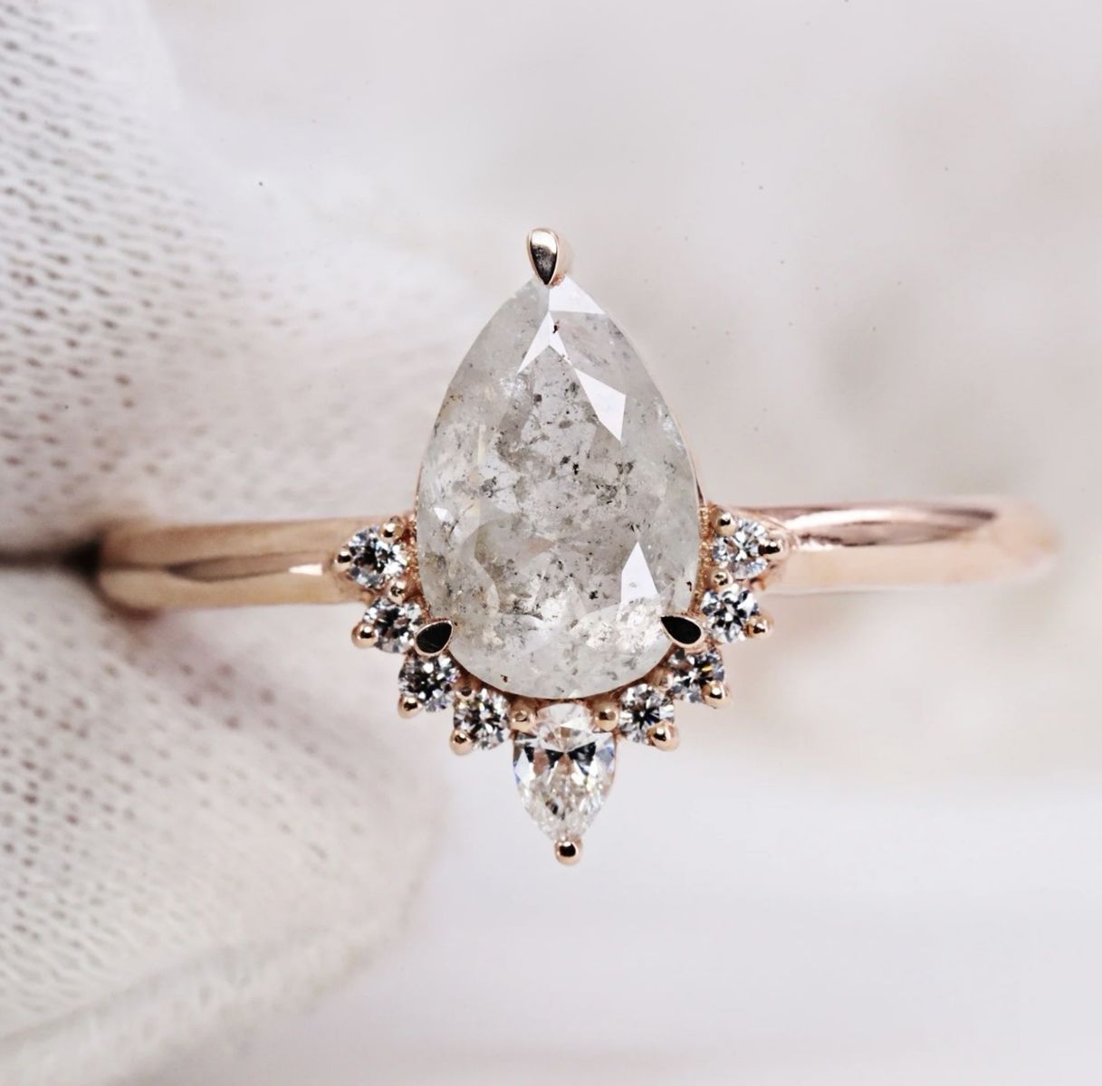 14K Rose Gold Natural Salt & Pepper Diamond Wedding Set