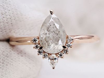 14K Rose Gold Natural Salt & Pepper Diamond Wedding Set