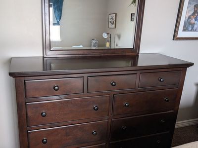 Solid wood dresser with mirror