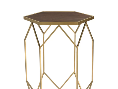 Wood and Gold Side Table