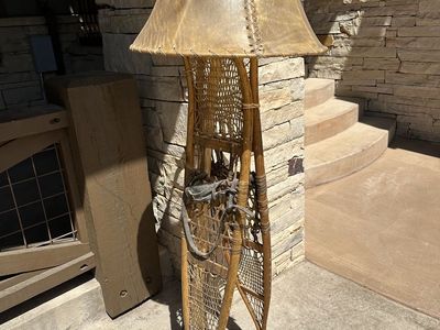 Floor Lamp Featuring Authentic Antique WW-II AFH Snowshoes