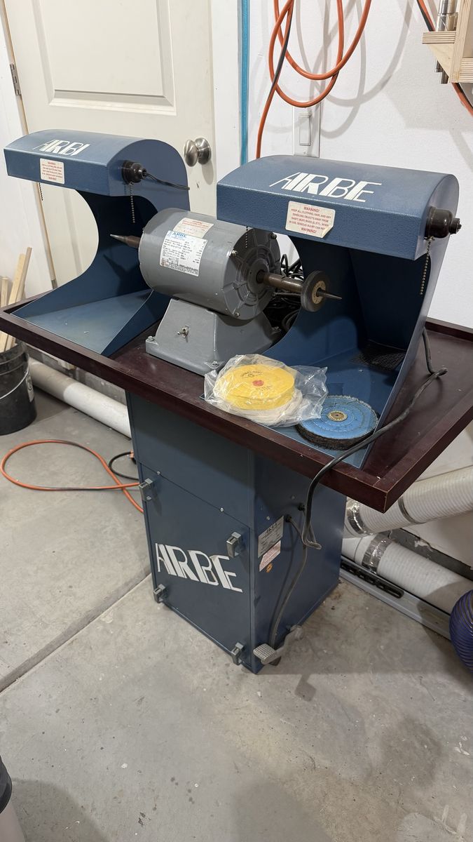 ARBE 1/2HP Double Spindle Polishing Buffing Machine w/ Dust Collector & Foot Pedal