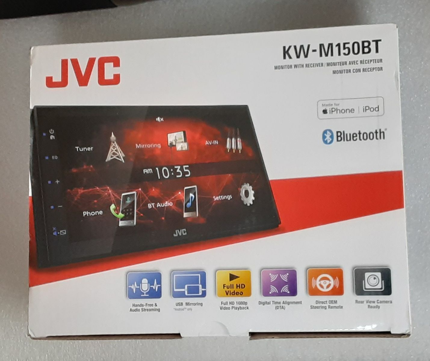 JVC KW-M150BT Bluetooth Car Stereo Receiver/Monitor-6.75 inch Touchscreen Display-AM/FM Radio-MP3 Player-13 Band Equalizer