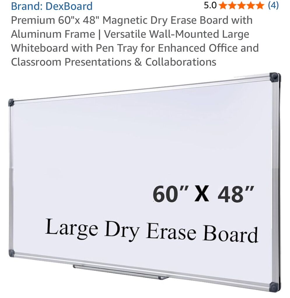 Premium 60x 48 Magnetic Dry Erase Board, New