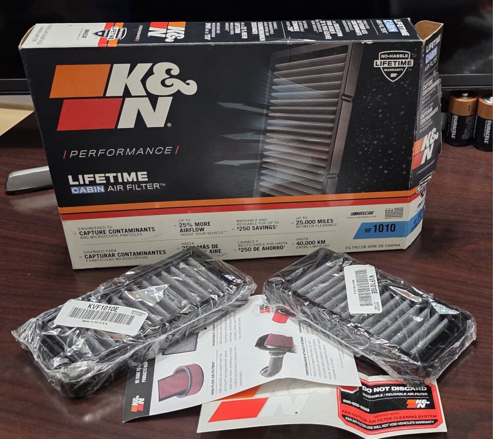 K&N LIFETIME Cabin Air Filter: Premium, Washable,