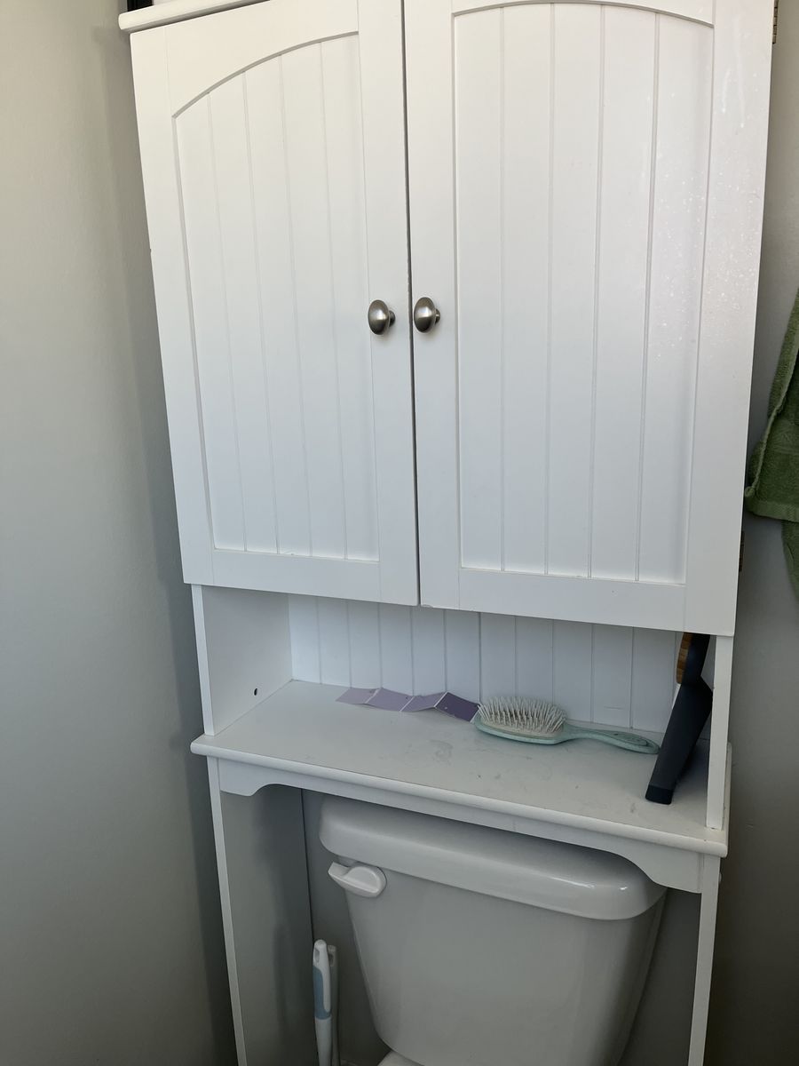 White Over-the-Toilet Storage Cabinet - 65" Tall