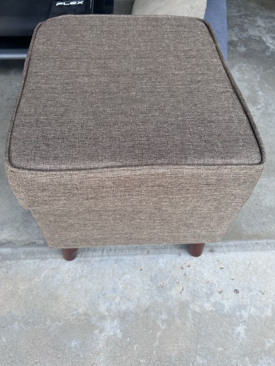 Brown Fabric Ottoman Footrest with hidden storage