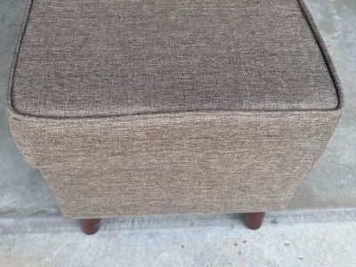 Brown Fabric Ottoman Footrest with hidden storage