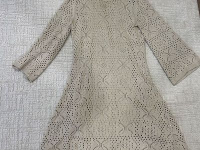 Salt Women's Beige Crochet Knit Dress Size Small