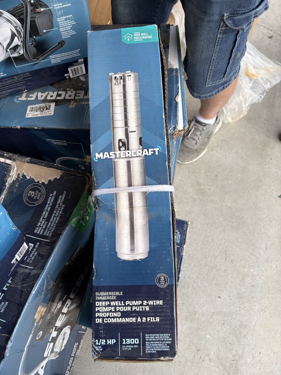 Mastercraft 1/2 HP Submersible 2-Wire Deep Well Pump, 1300 GPH, for Wells up to 290' Deep