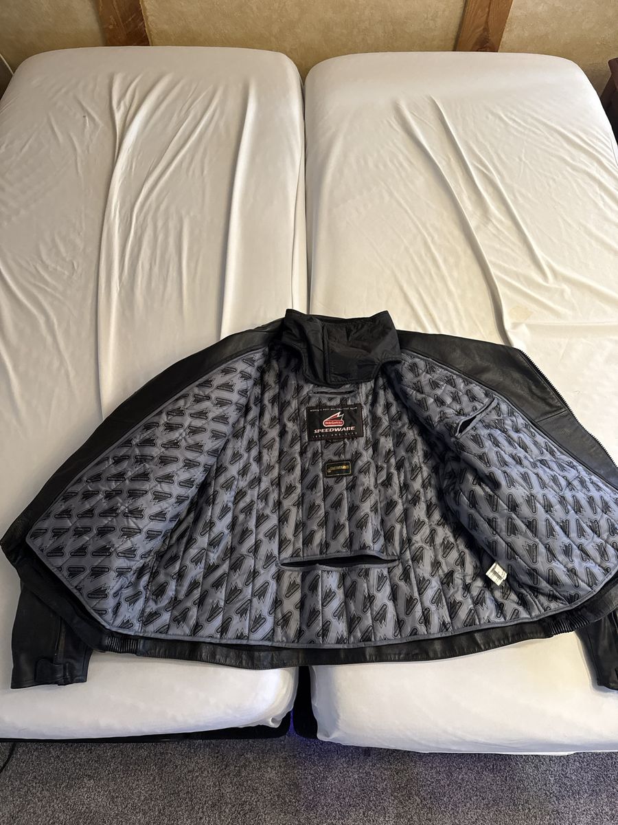 Hein Gericke Speedware Black Leather Motorcycle Jacket with Quilted Liner