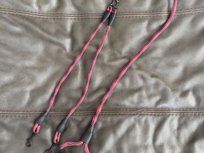 New No-Tangle Dual Dog Leash With Swivel & Padded Handle- Pink & Black