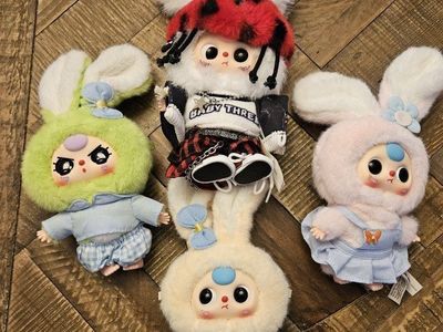 Molly Baby Three Blind Box Rabbit Plush Keychain Set - 4 Piece Collectible Dolls
