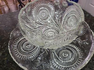 Glass bowl and plate