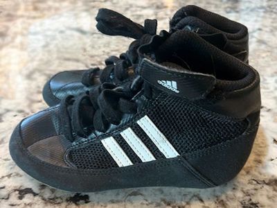 Adidas HVC 2 Mid Wrestling Shoe Black-White Size K11 VERY VERY SLIGHTLY USED!