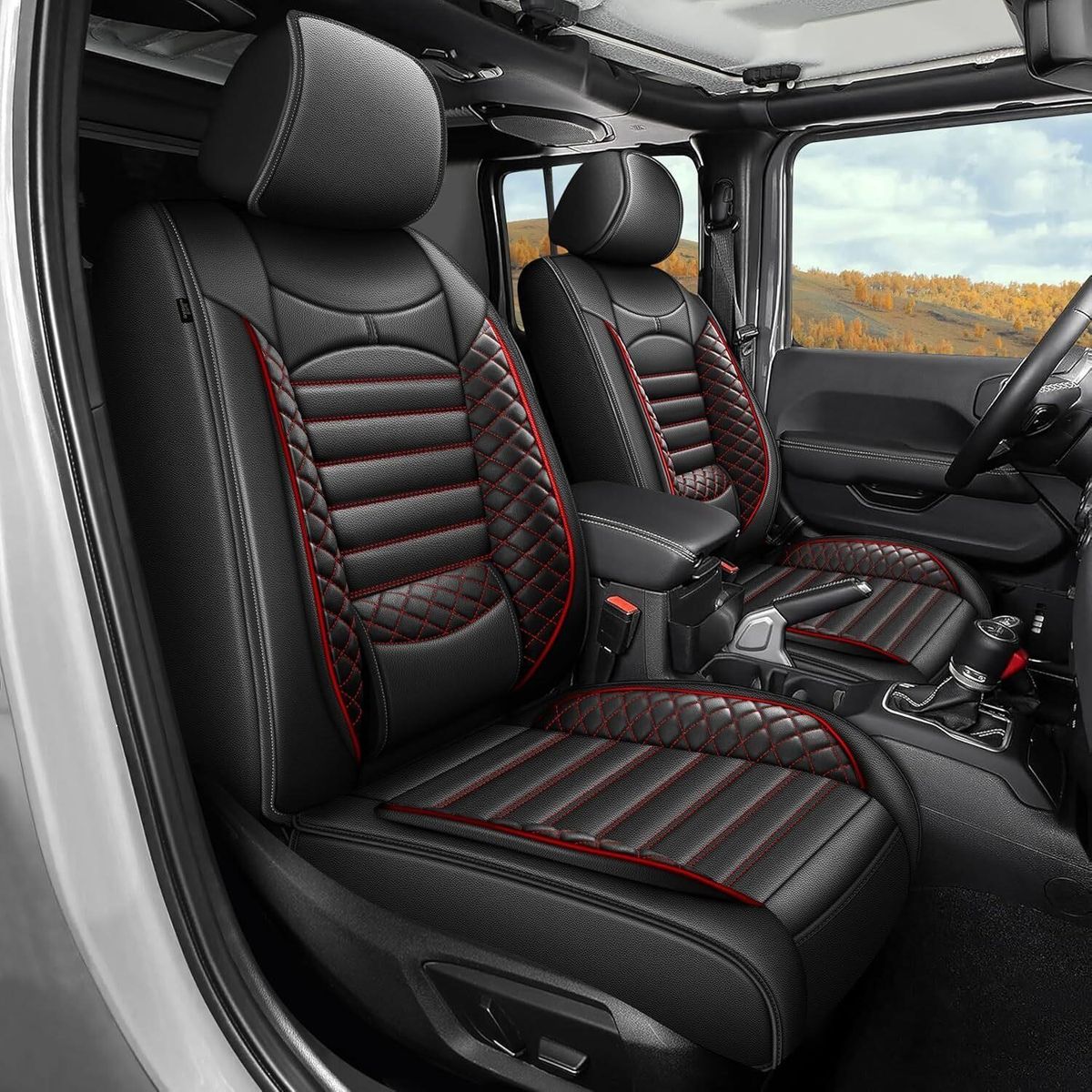 528 - Jeep Gladiator Front Seat Covers (Black&Red)