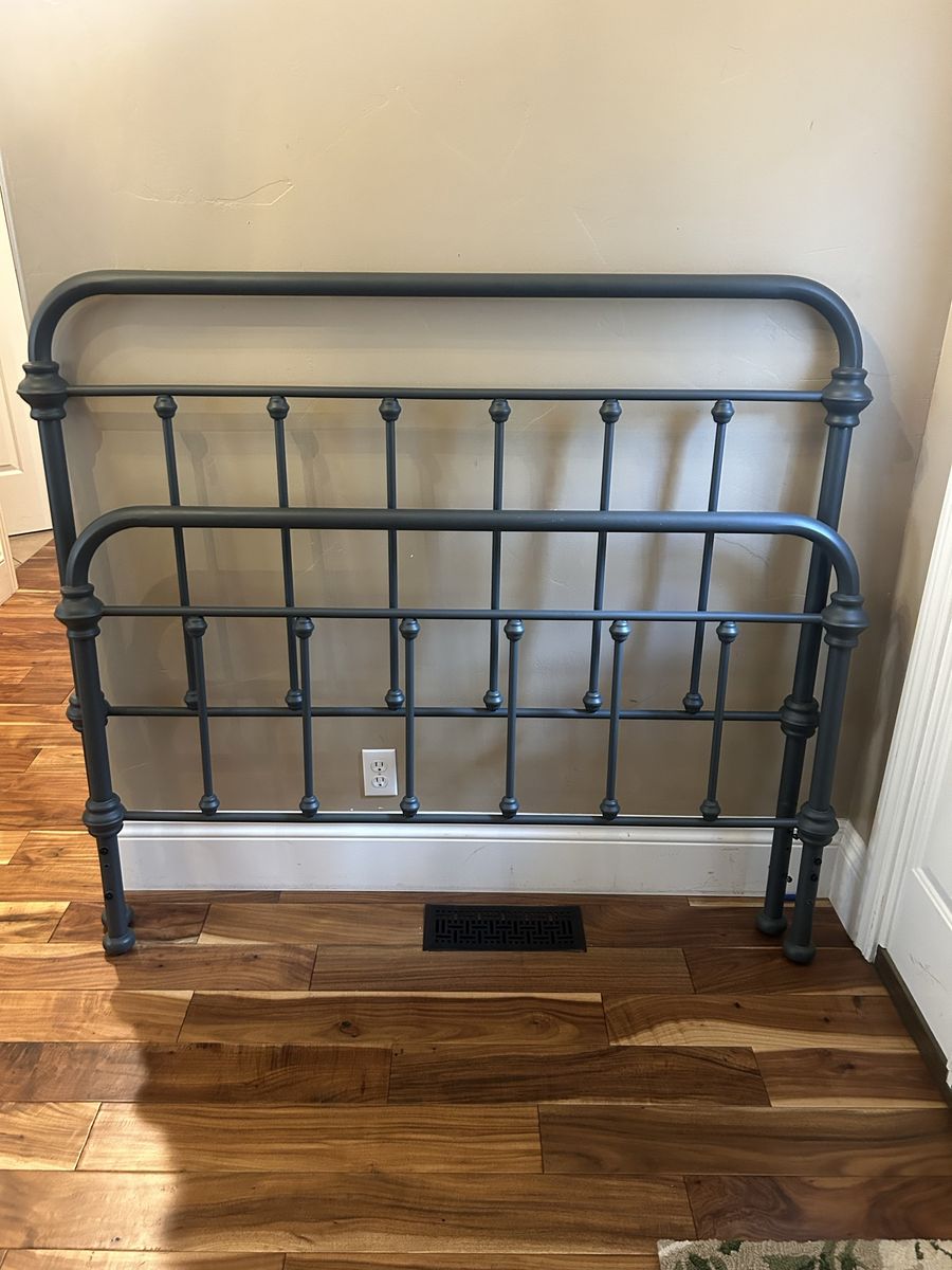 Full/ double gray metal bed frame