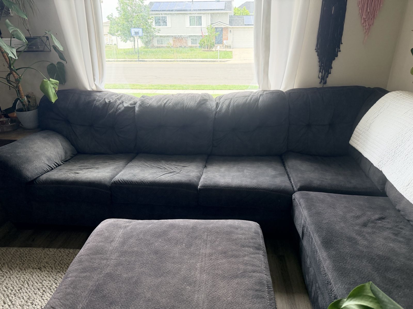 Couch with chaise and ottoman