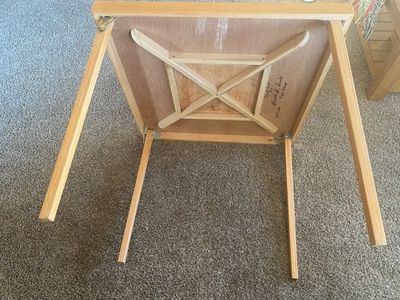 Handcrafted Wooden Folding Game Table & Matching Chess Set