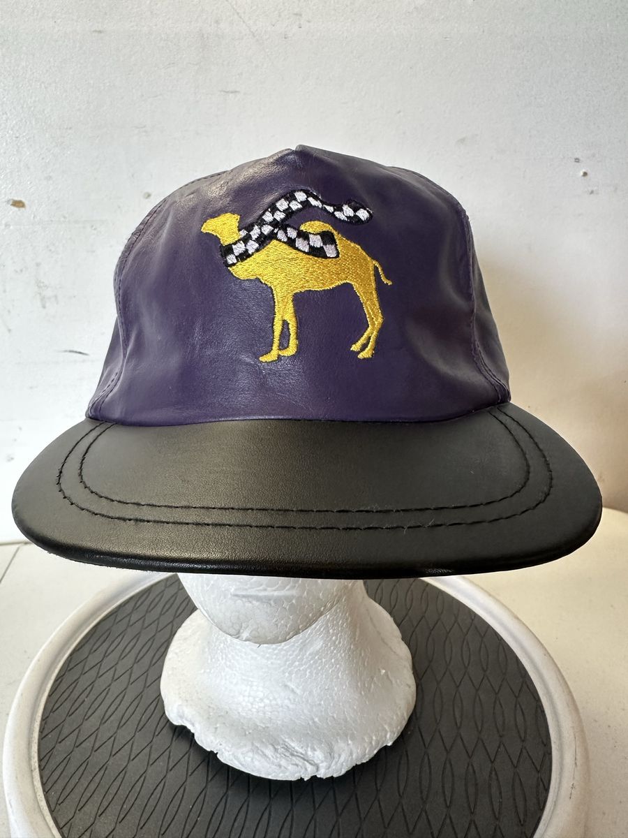 Vintage Camel Smokin' Joe's Racing Hat Cap Faux Leather Adjustable Strapback