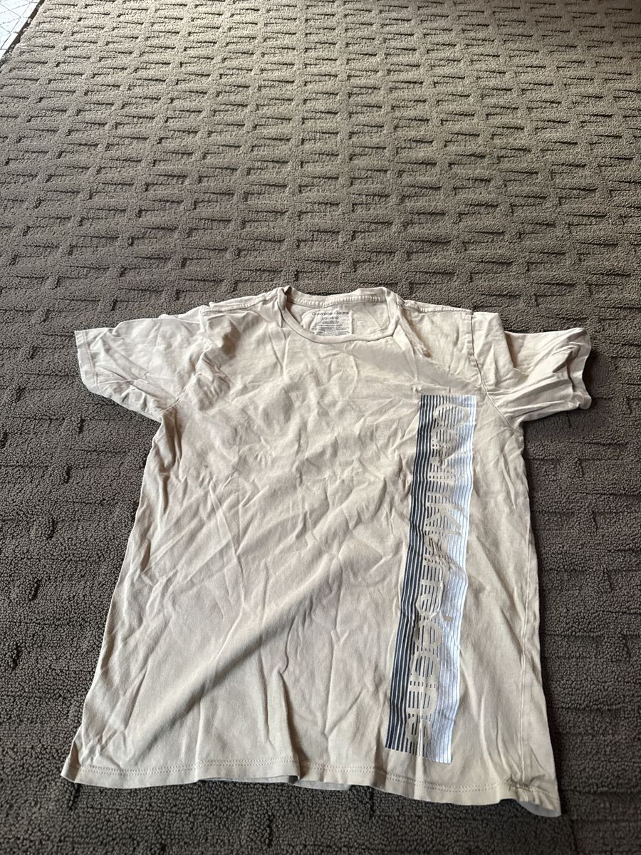 Calvin Klein Jeans Men's Light Beige Graphic Tee Shirt